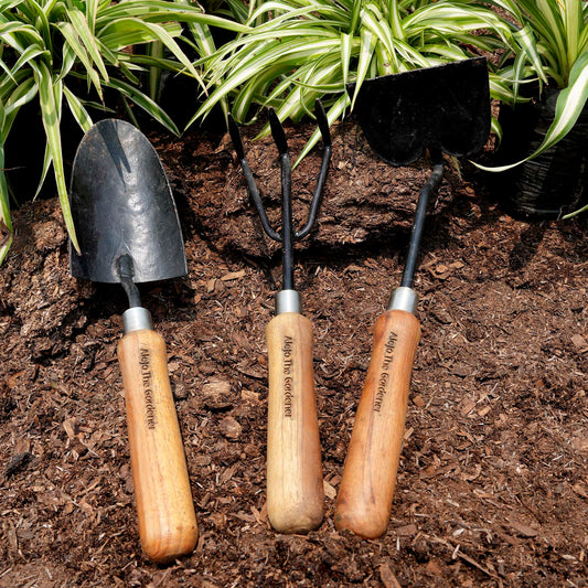 3-Piece Teak Gardening Tool Set + Duffel Bag