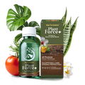 Plant Force+ All Natural Fertilizer 104ml – A small, green bottle with a vibrant label featuring plant graphics, highlighting its eco-friendly, nutrient-rich formula for healthier plant growth.